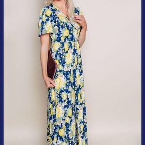 Saratoga short sleeve (blue/yellow floral)